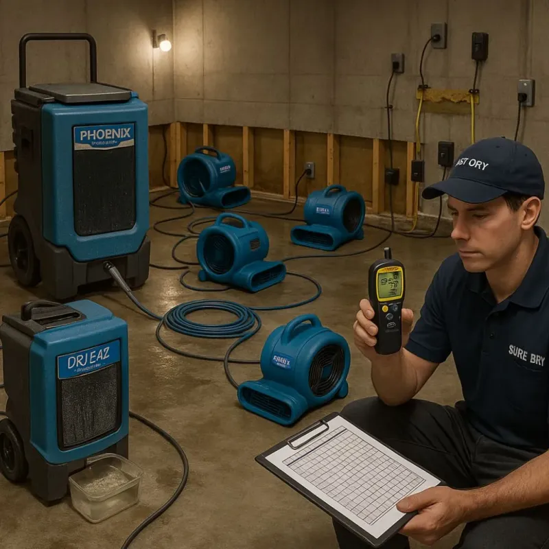 Structural Drying and Dehumidification process in New London, MN